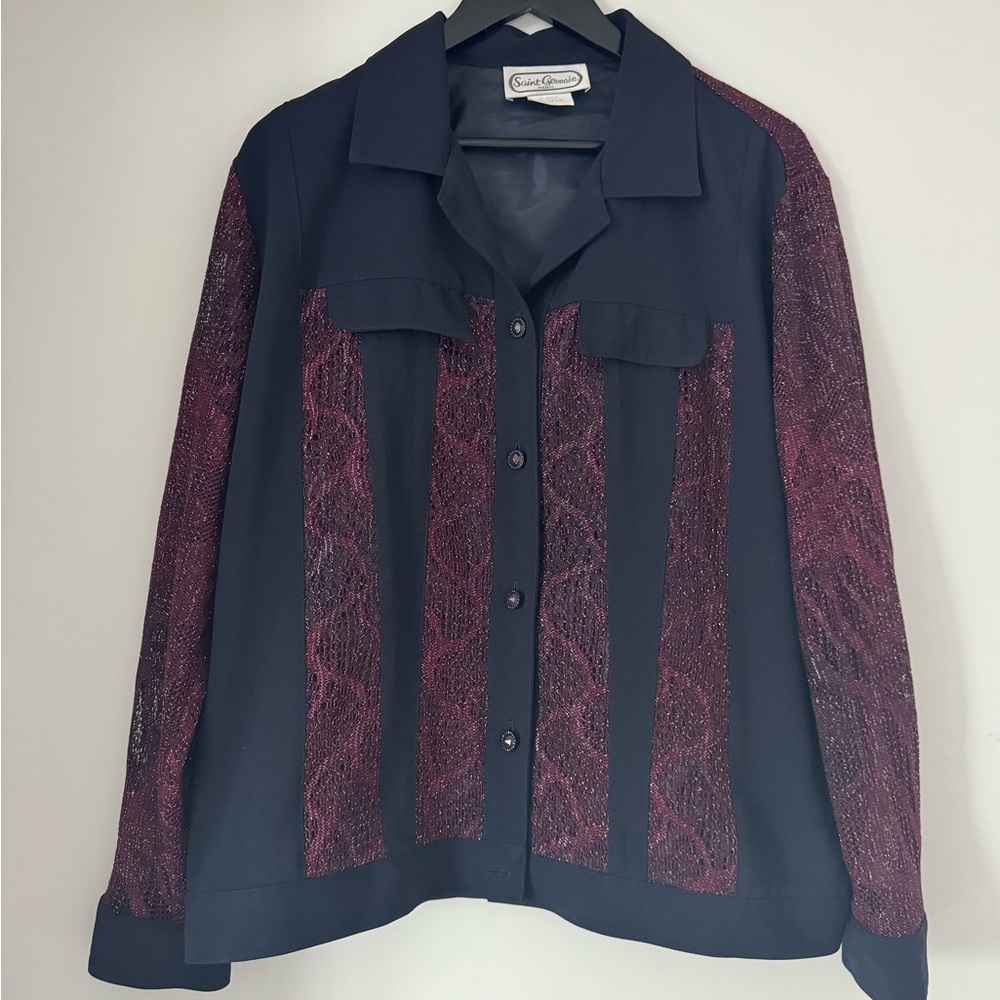 Vintage Saint Germain Paris Lace Button Down Top